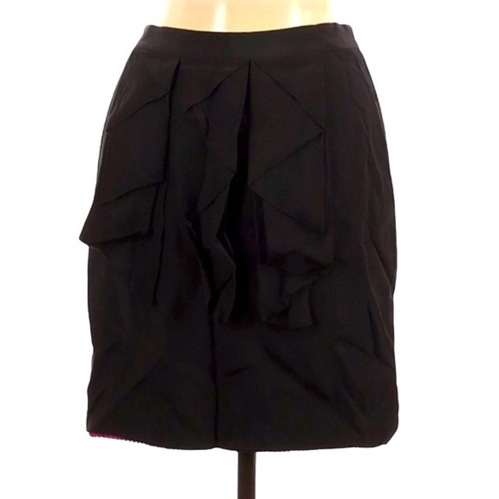 Anthropologie Odille 6 black ruffled waist back zipper pencil skirt